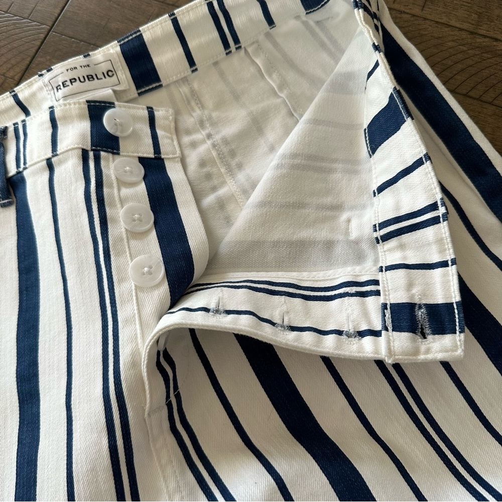 For The Republic Bluewhite Wide Leg Striped Jeans | Color: Blue/White | Size: 6 - Picture 6 of 12